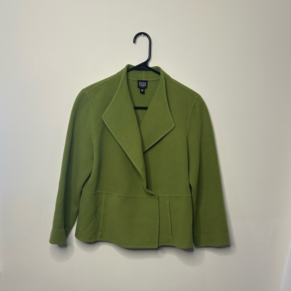 Eileen Fisher Olive Green Wool Blazer
